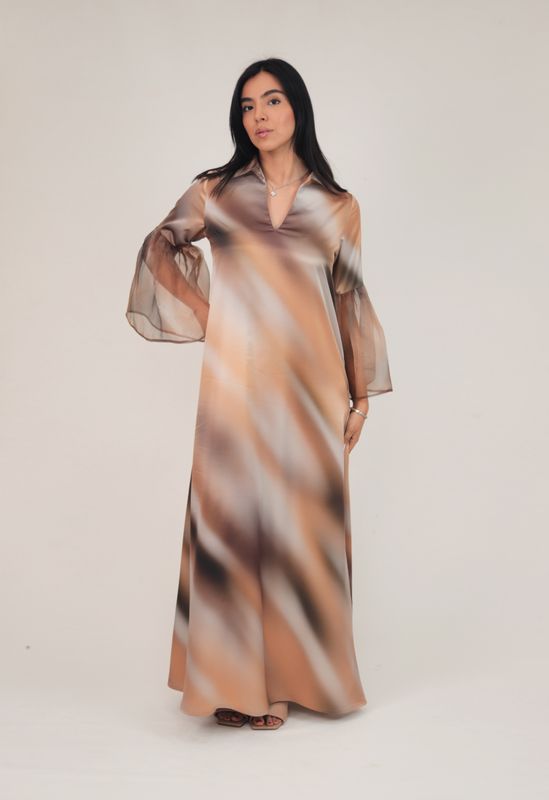 Satin Earth Maxi Designer Dress
