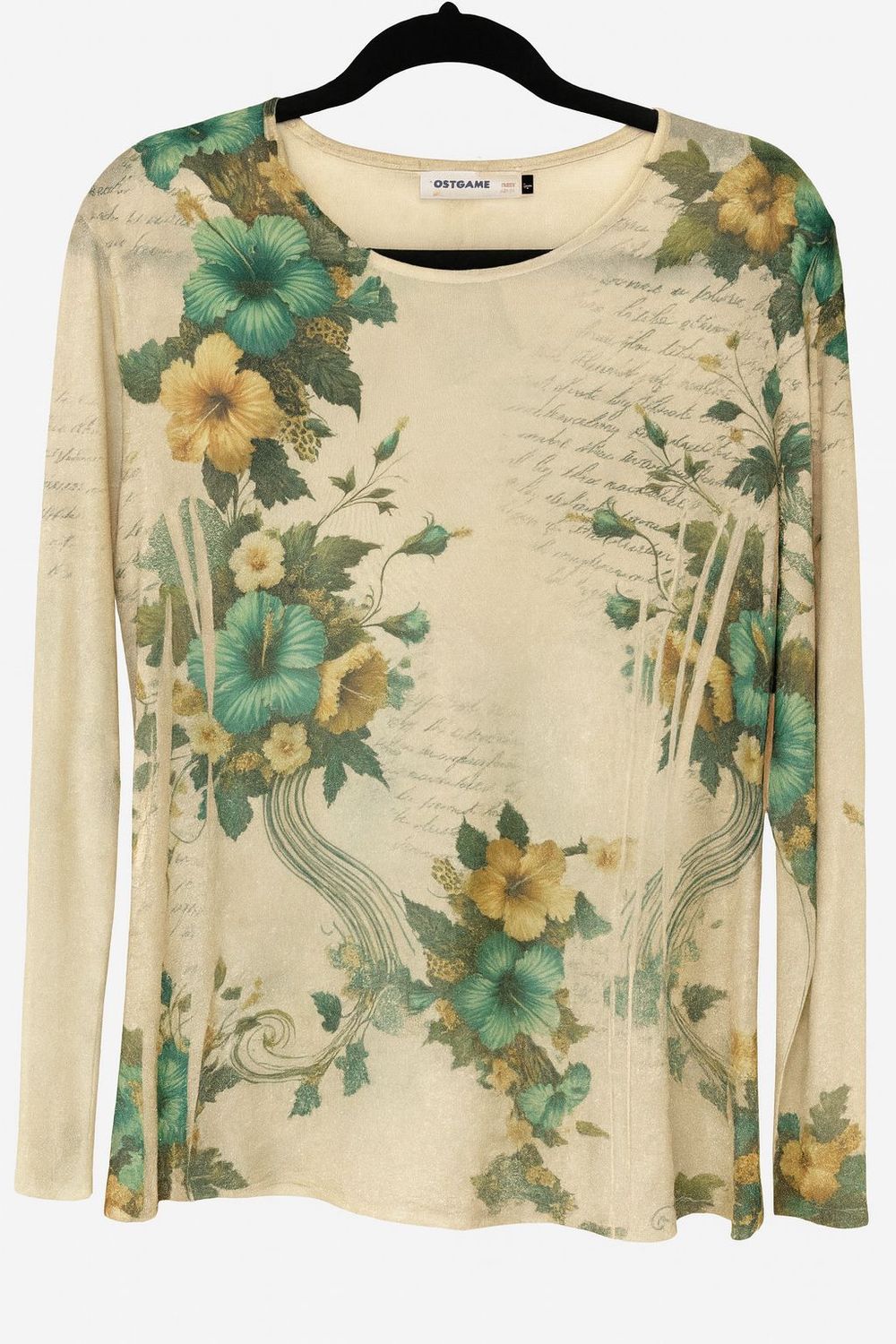 long sleeve mesh top hibiscus