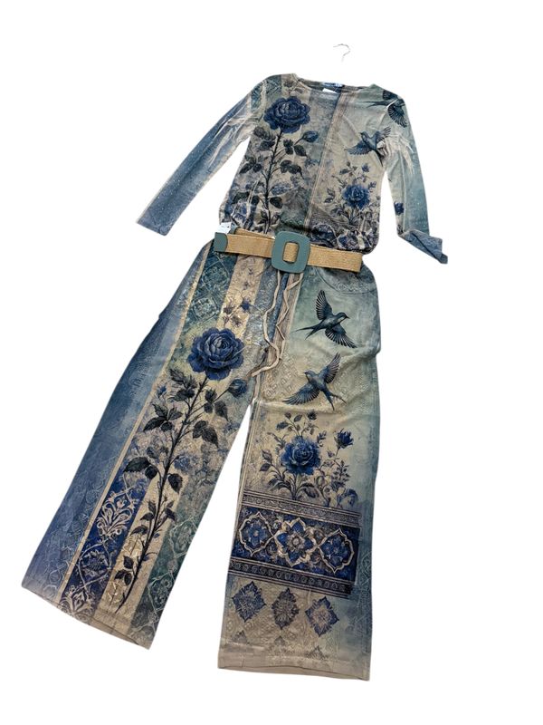 Blue Birds  Details Lace Pants