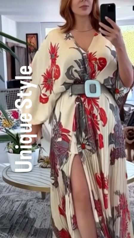 Kimono sleeve elastic waisted maxi dress