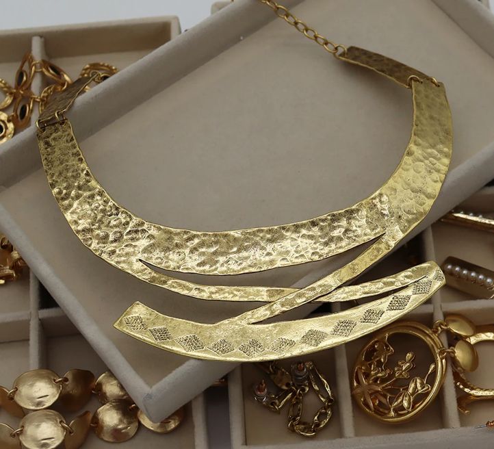 Corseted tribal collar plate Necklace