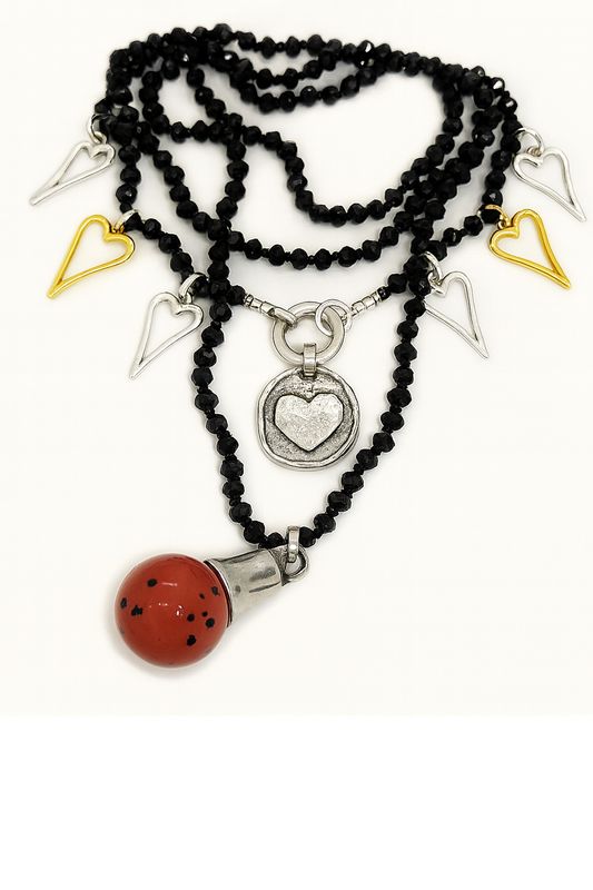 Collar Corazones Black
