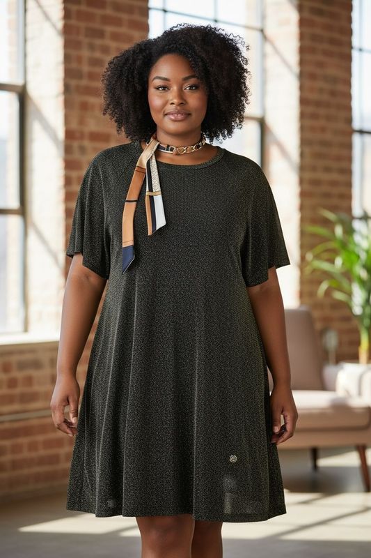 Metallic Dress with  chain necklace