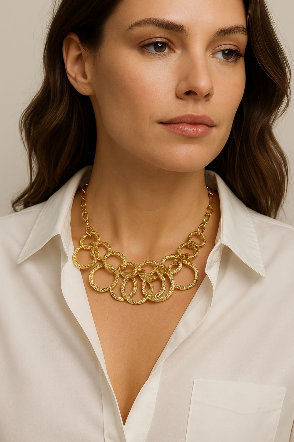 Gold Plated Multi Circles Necklace