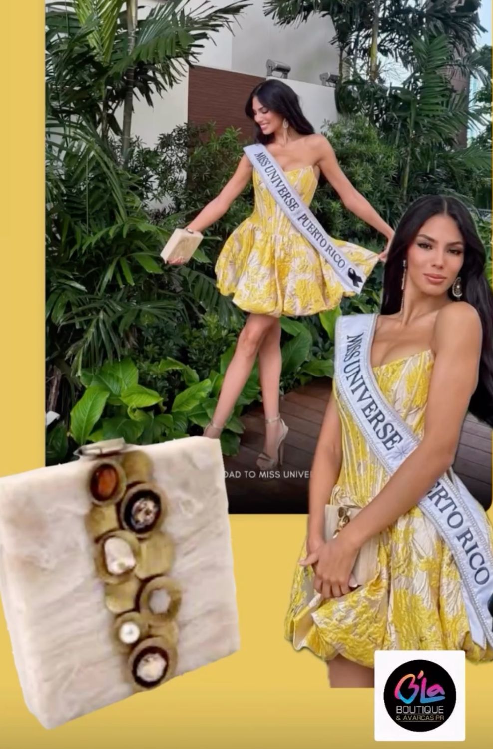 Gemstone  Orbit Clutch beige