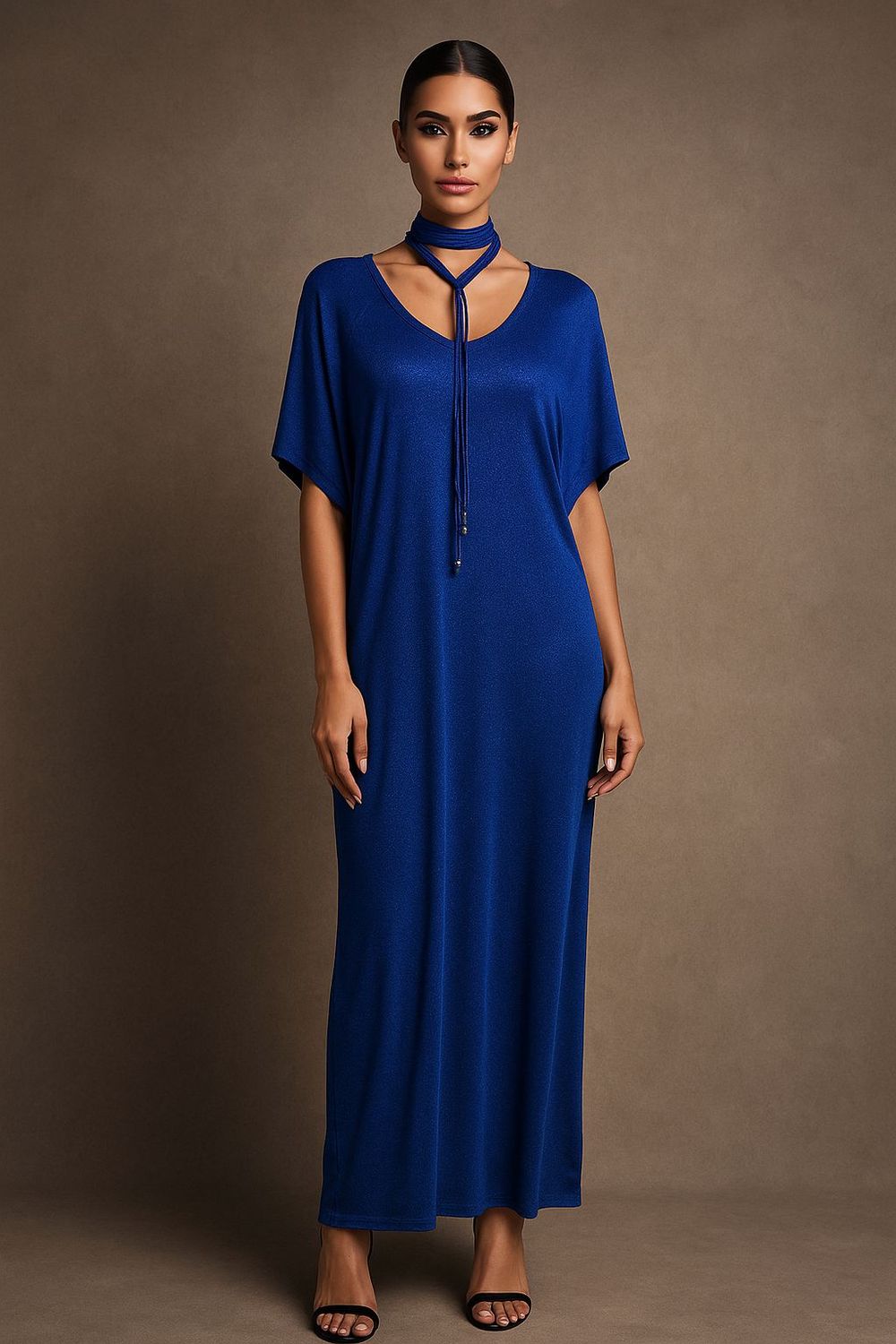 Metallic  Blue Caftan Dress