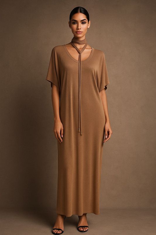 Metallic Choco Caftan Dress
