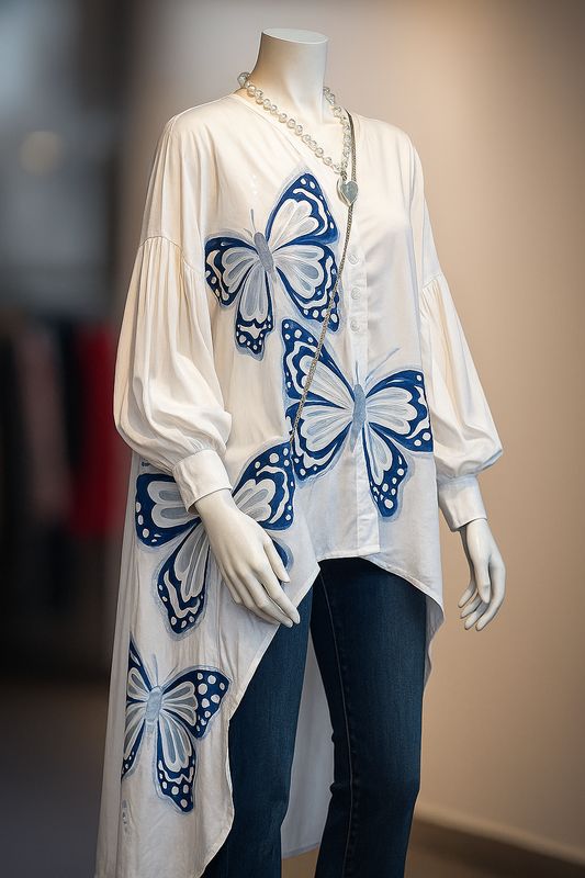 Butterflies Hand painted Hi Low Tunic