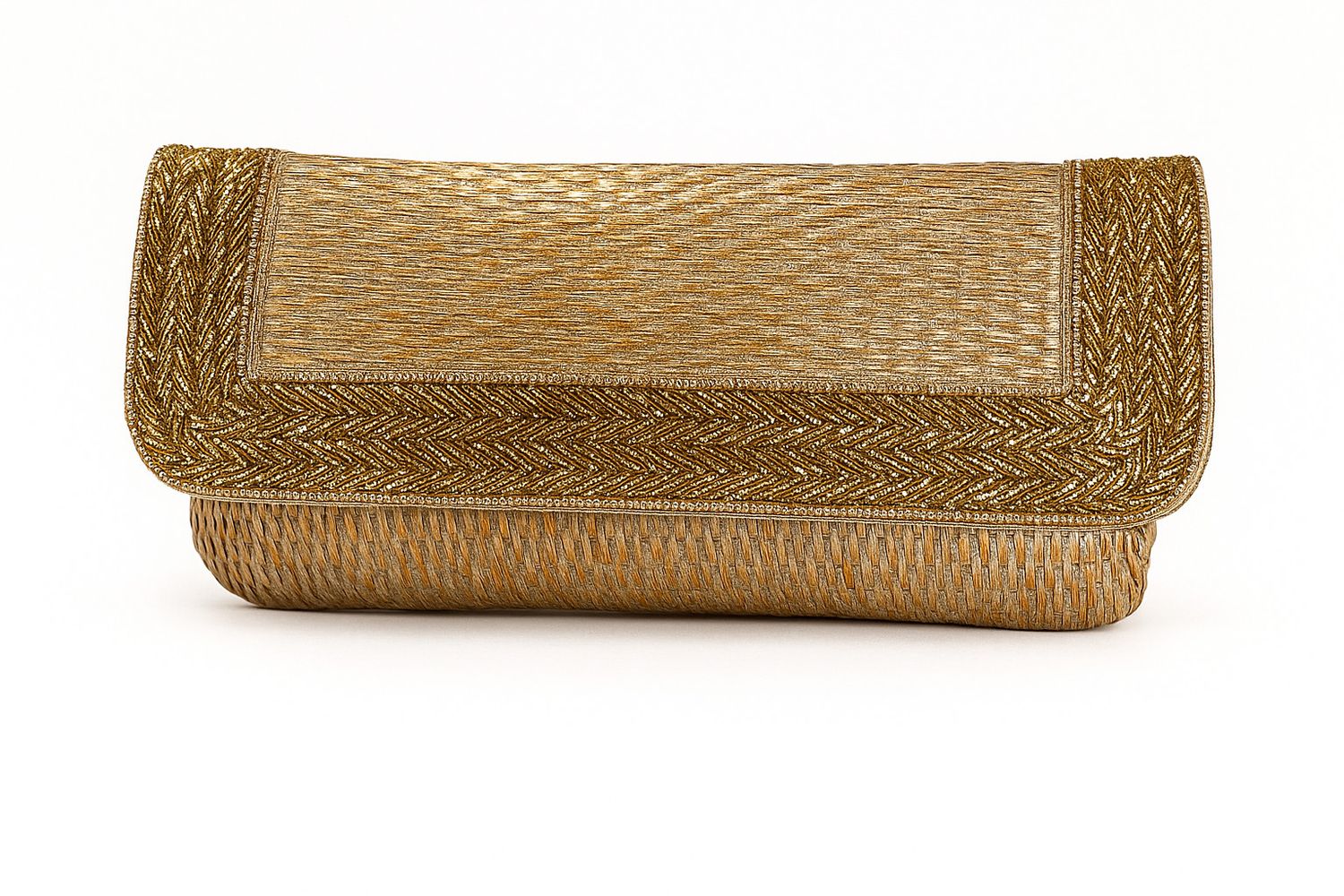 Gold Raffia Clutch