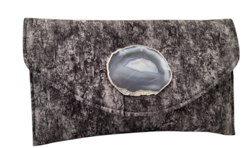 Velvet Quartz Clutch Silver