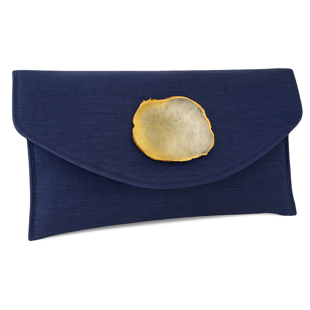 Blue Woven Clutch with Agate Accent