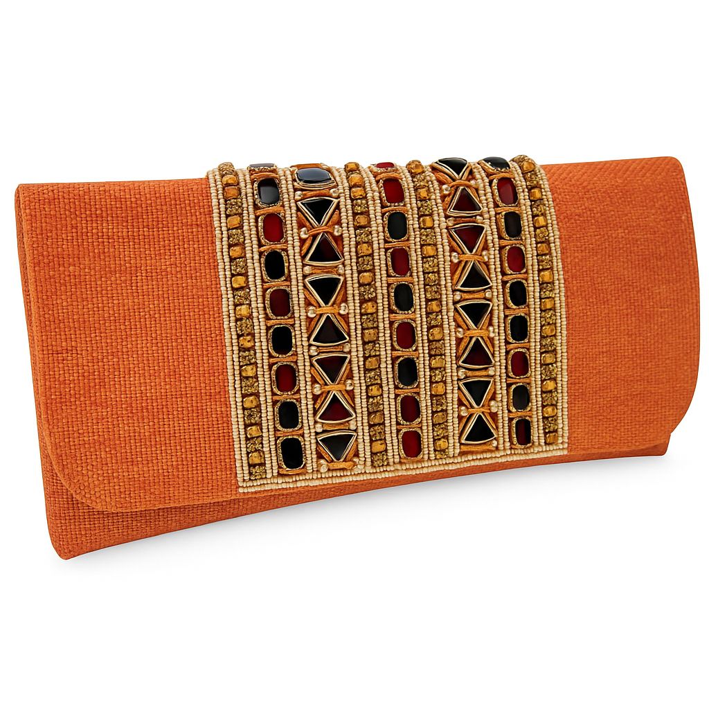 Orange Beaded Clutch