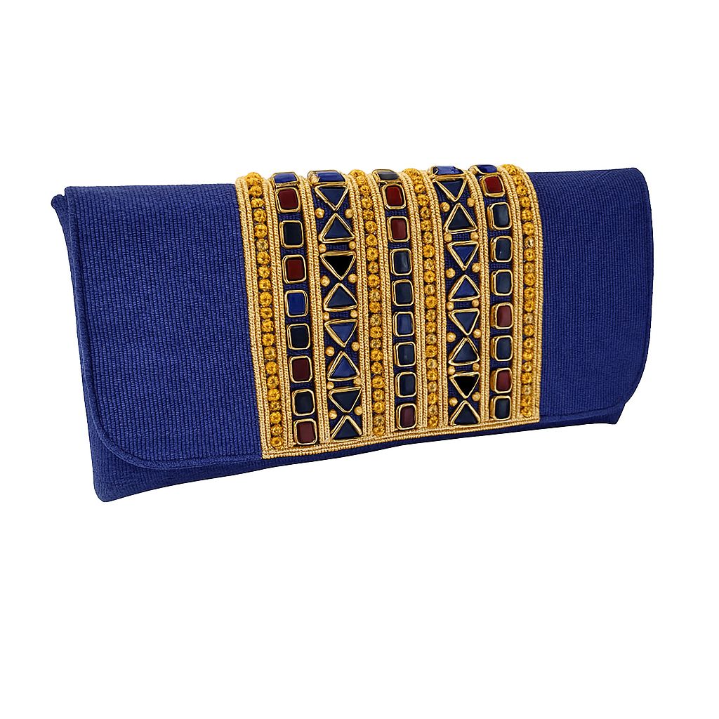 Blue Beaded Clutch