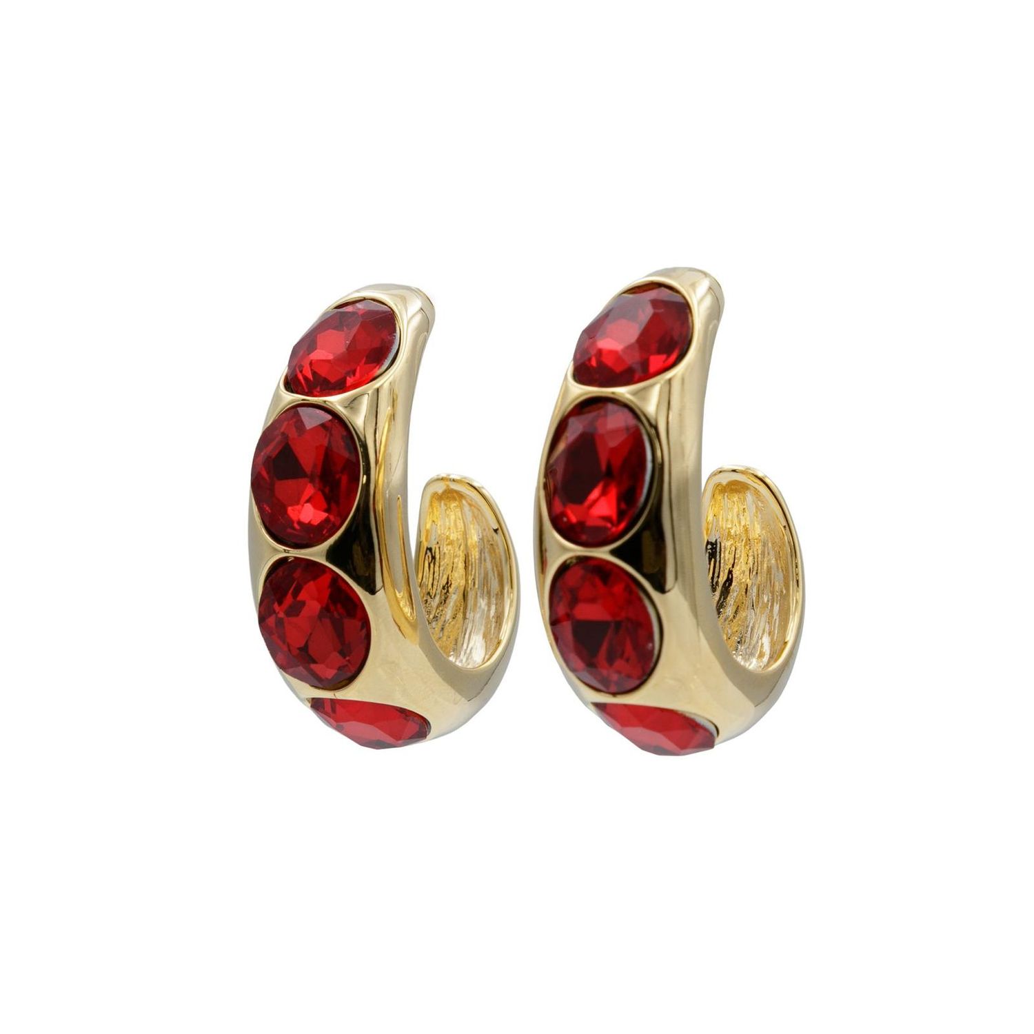 Gold Plared Stone Hoops Earrings