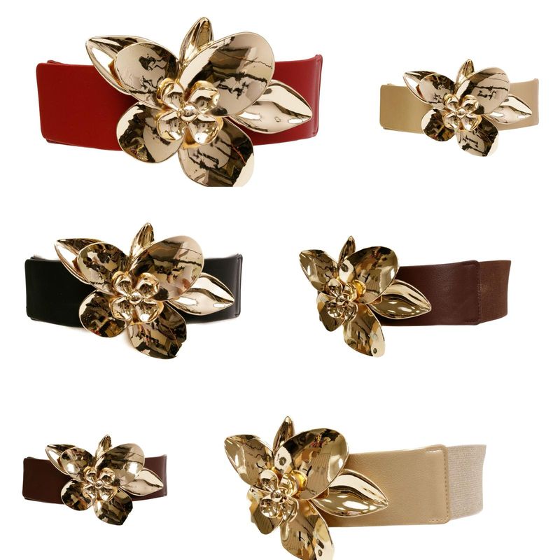 LARGE FLOWER BUCKLE STRETCH BELT
