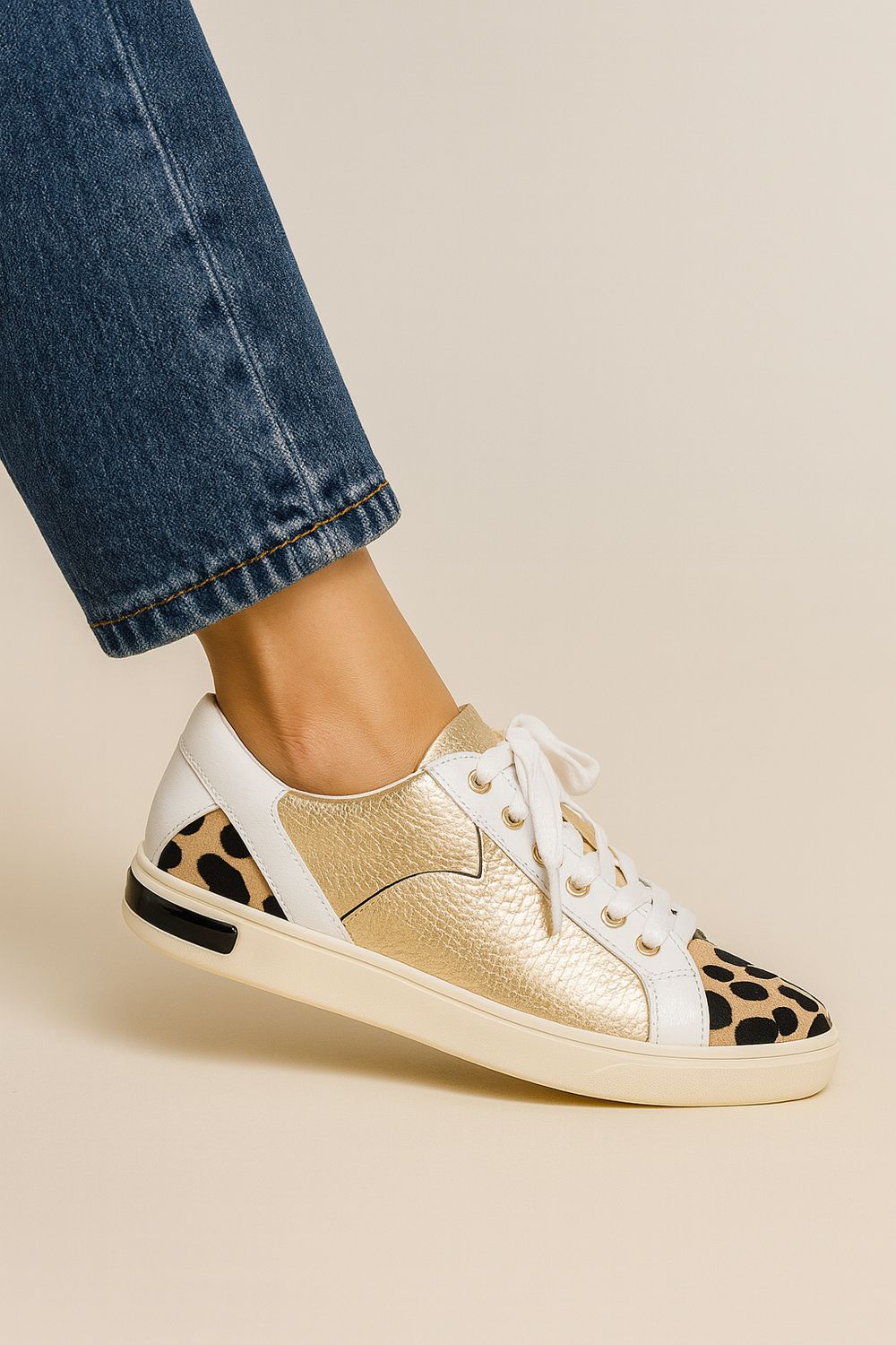 Gold Leopard Leather Sneaker