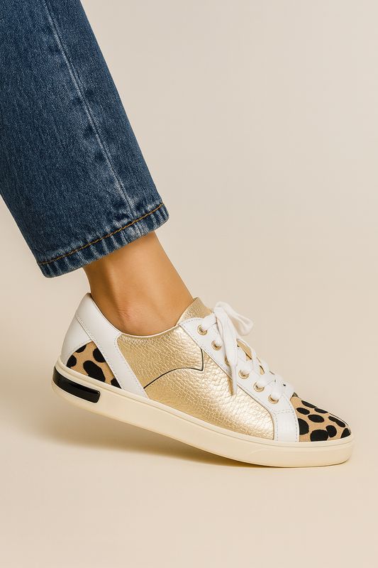 Gold Leopard Leather Sneaker