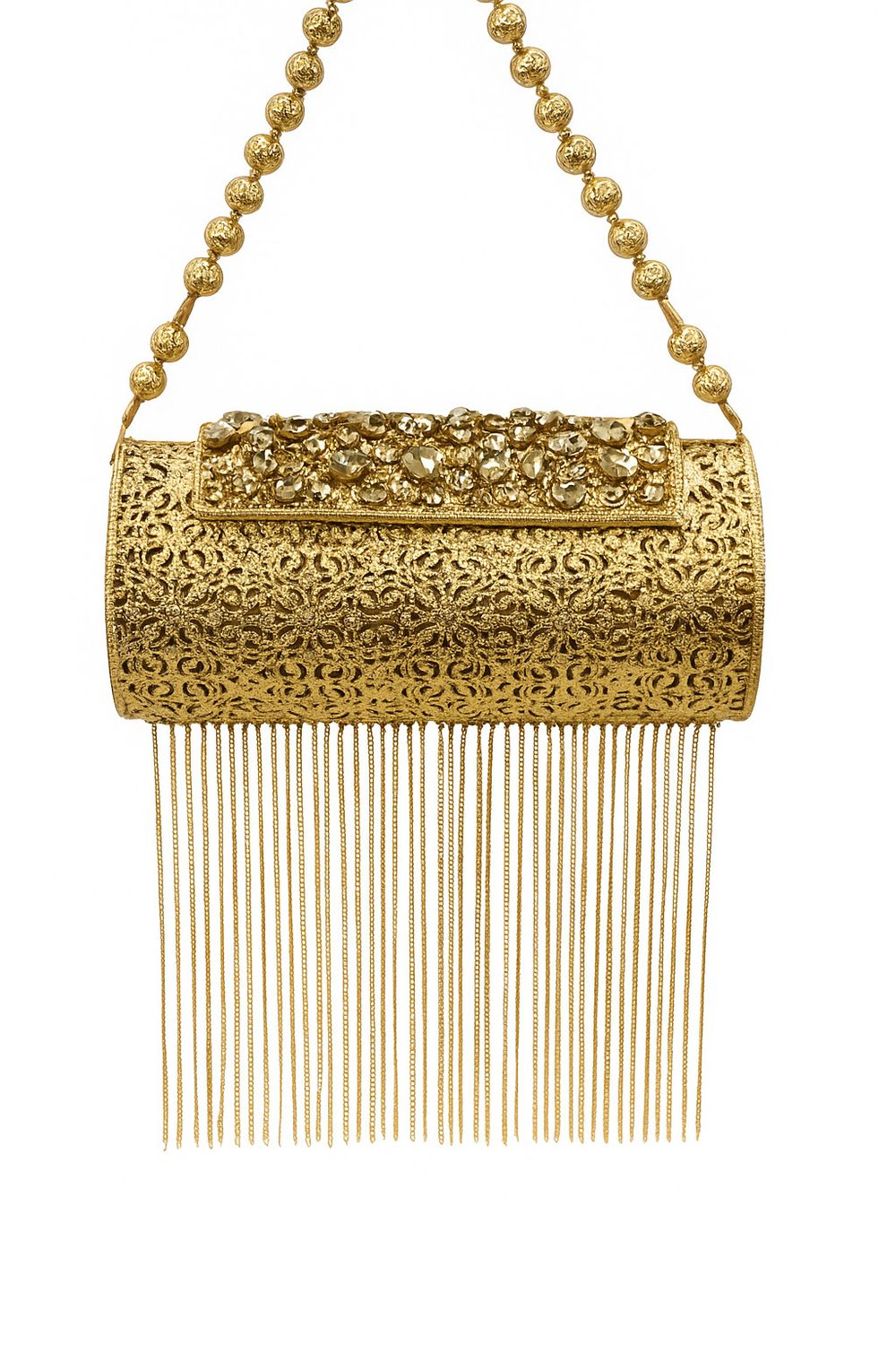 Bronze Glam Fringe Clutch