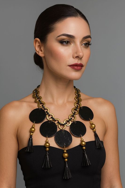 Black &amp; Gold Statement Necklace