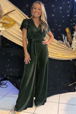 Deep V-Neck Pleated Jumpsuit SMALL Deep V-Neck Pleated Jumpsuit SMALL