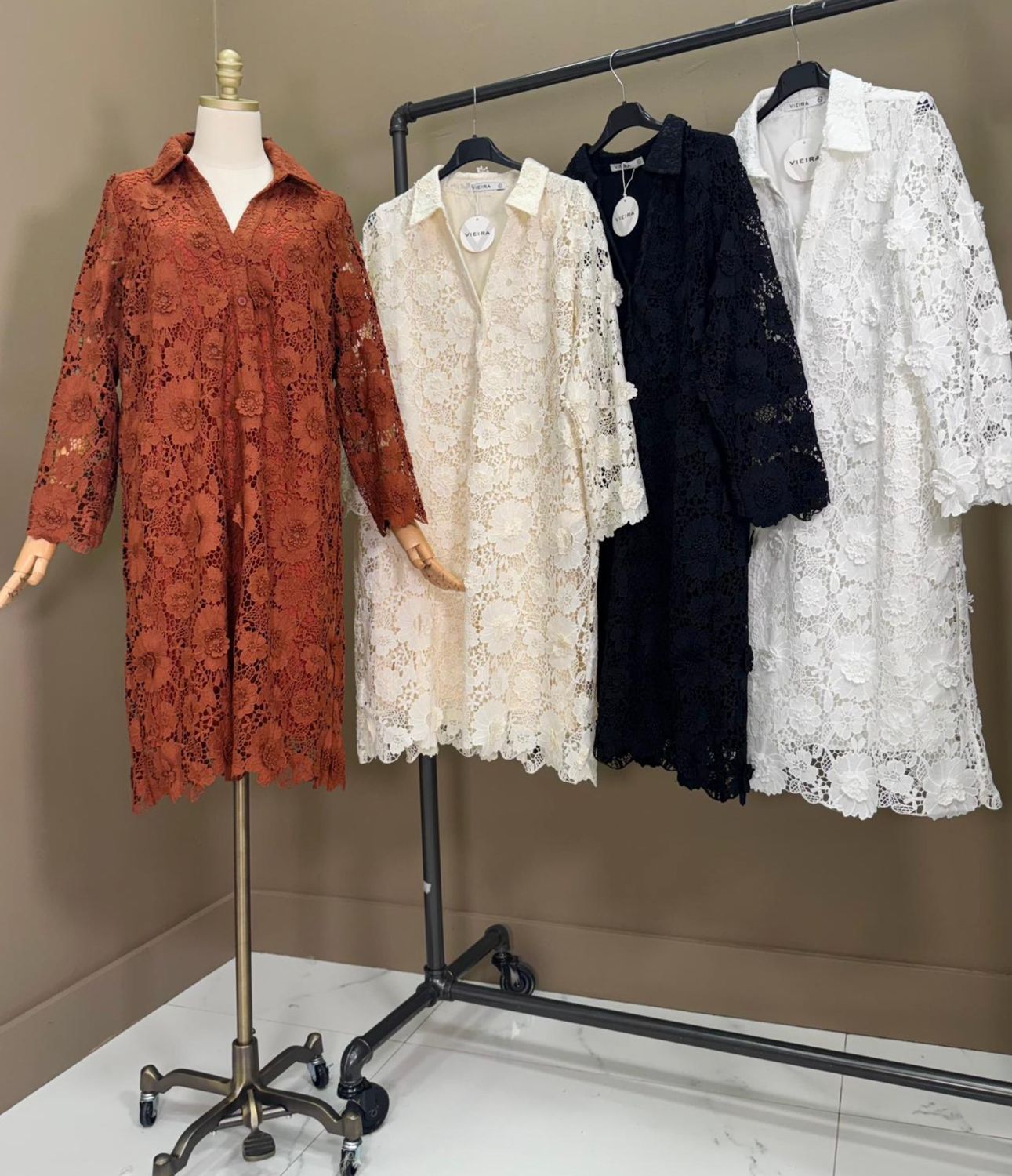 Floral Lace Midi Dress One Size