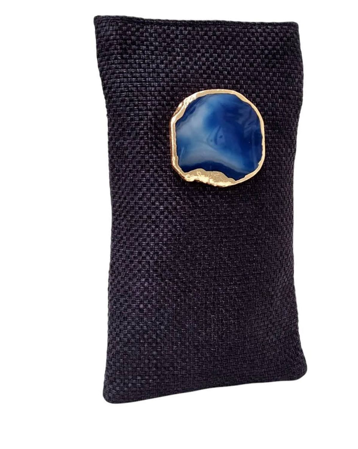 Stone Accent Clutch Bag, Color: navy blue