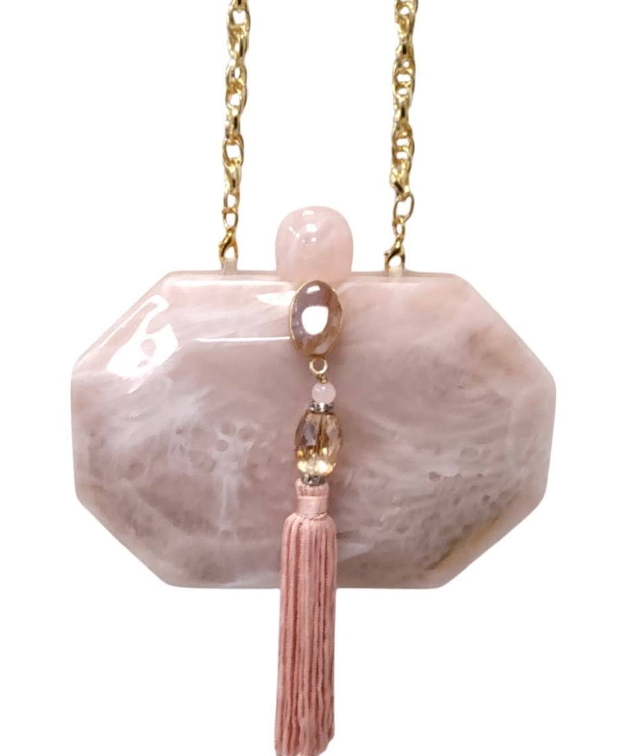Blush Acrylic Tassel Clutch