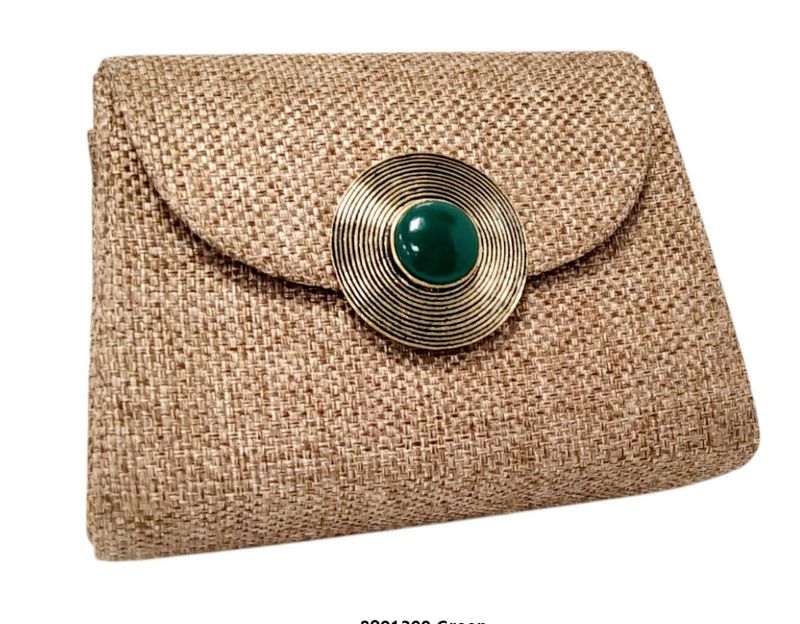 Green Stone Woven Clutch