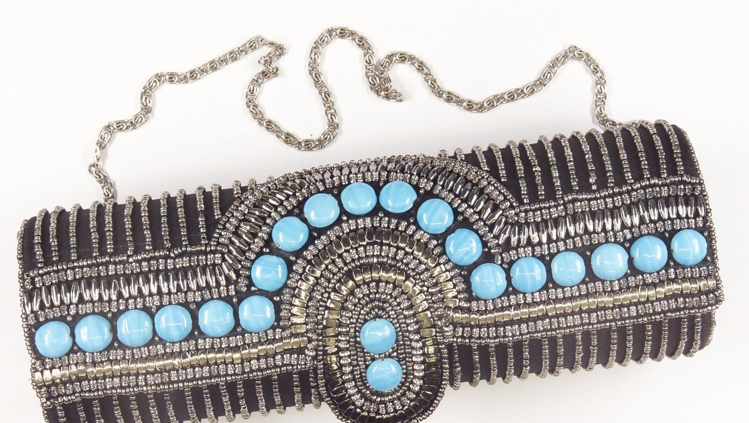 Turquoise Beaded Clutch