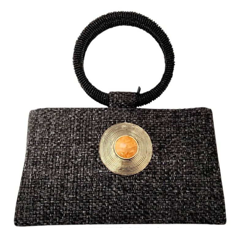 Black Ring-Handle Stone Bag