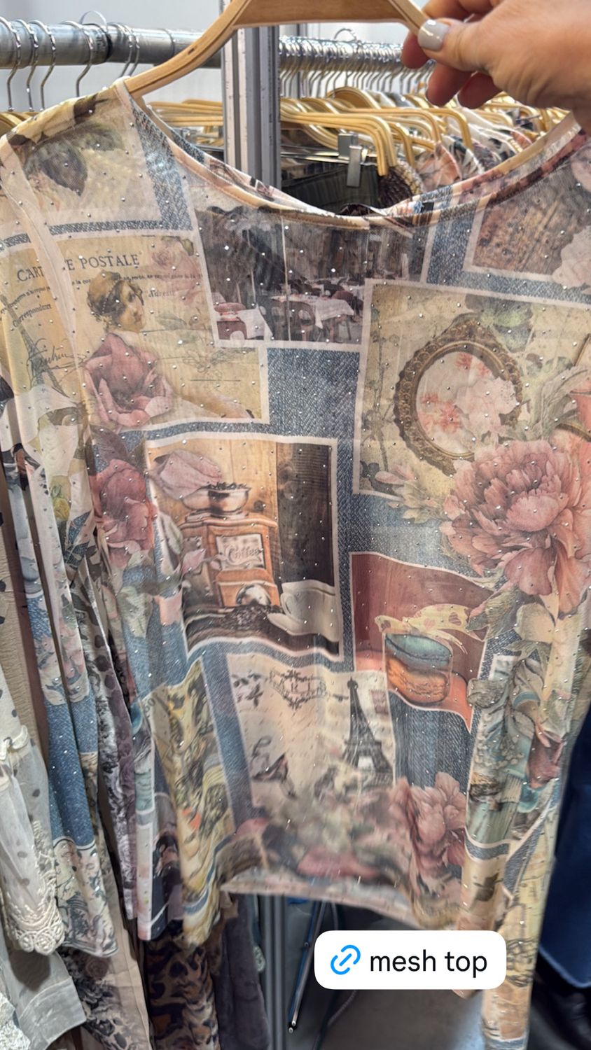 LONG SLEEVED MESH TOP WITH SPARKLY Detail paris