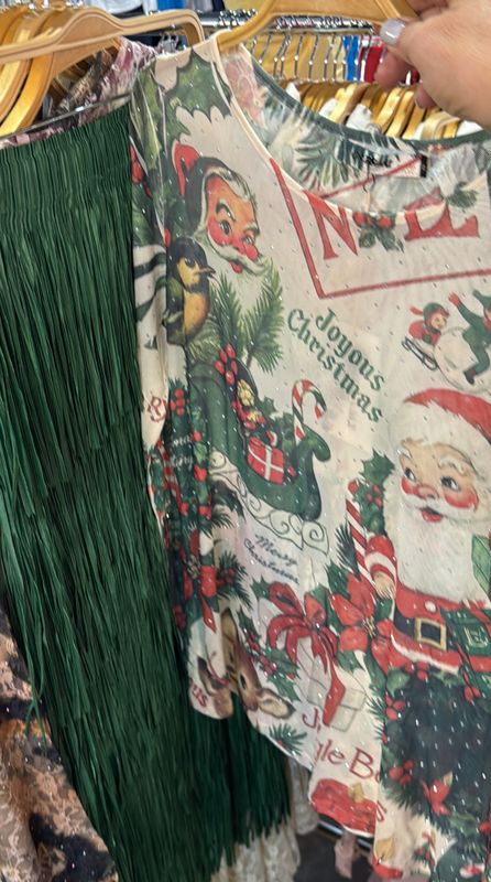 Christmas LONG SLEEVED MESH TOP WITH SPARKLY DETAILS