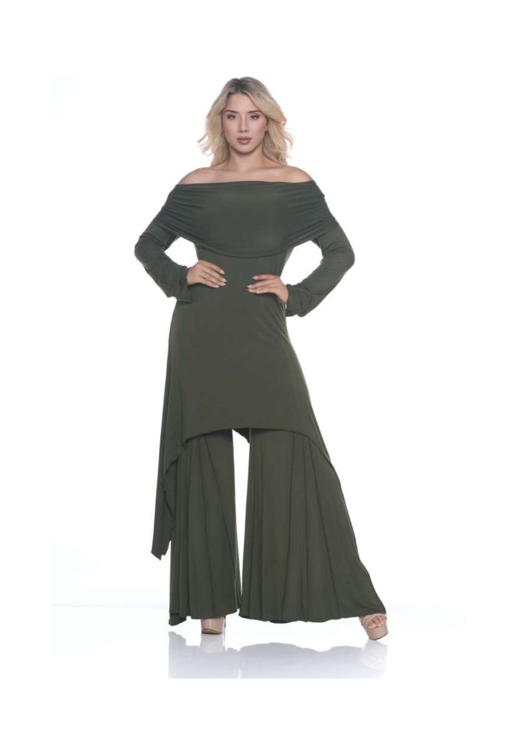 Olive Luxe Off-Shoulder Set