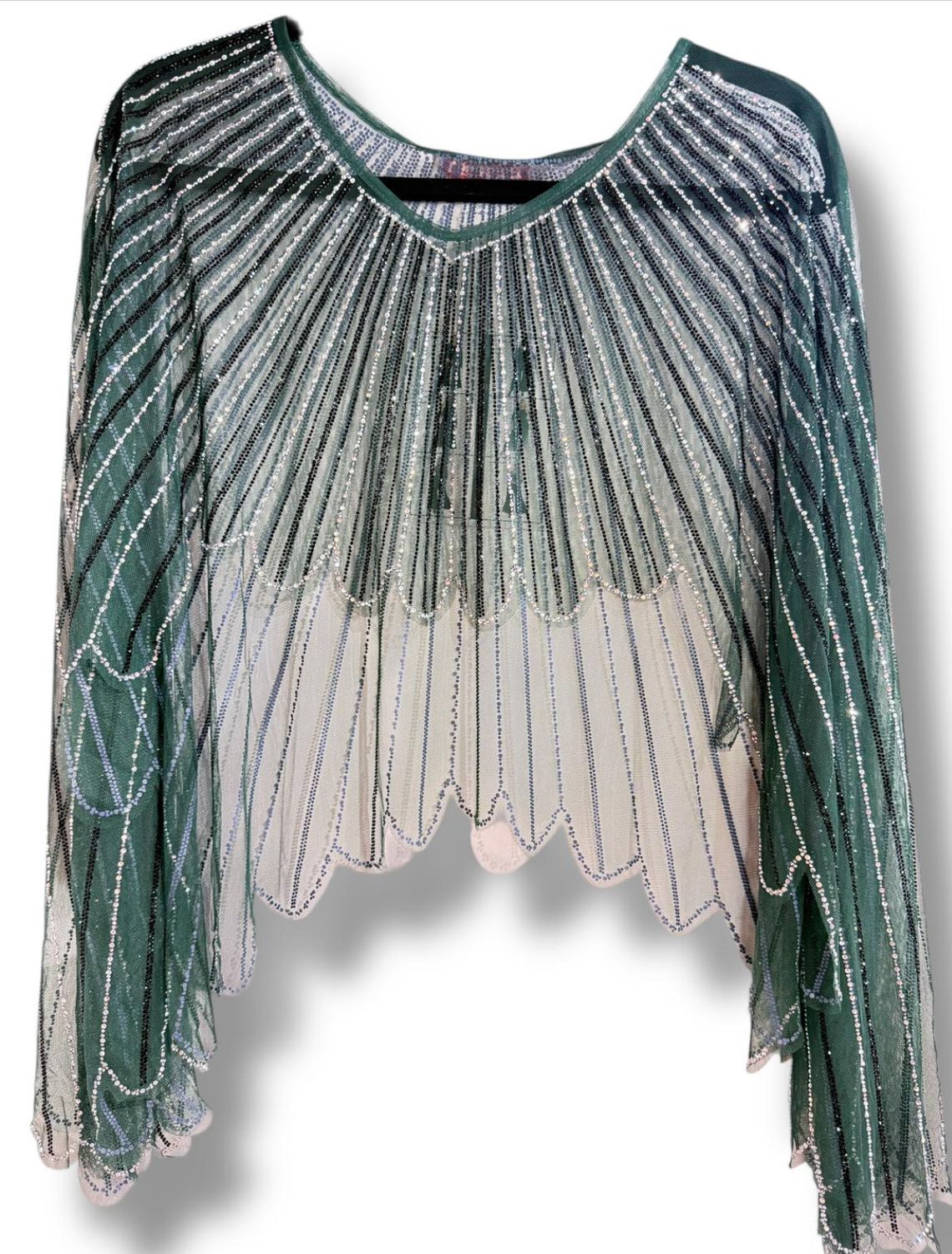 7 way scarf ivory one size beaded Grren