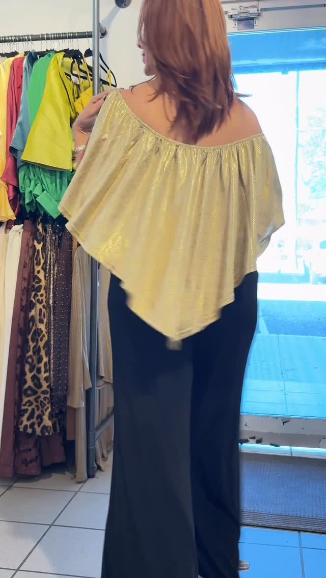 Off shoulder metallic Top