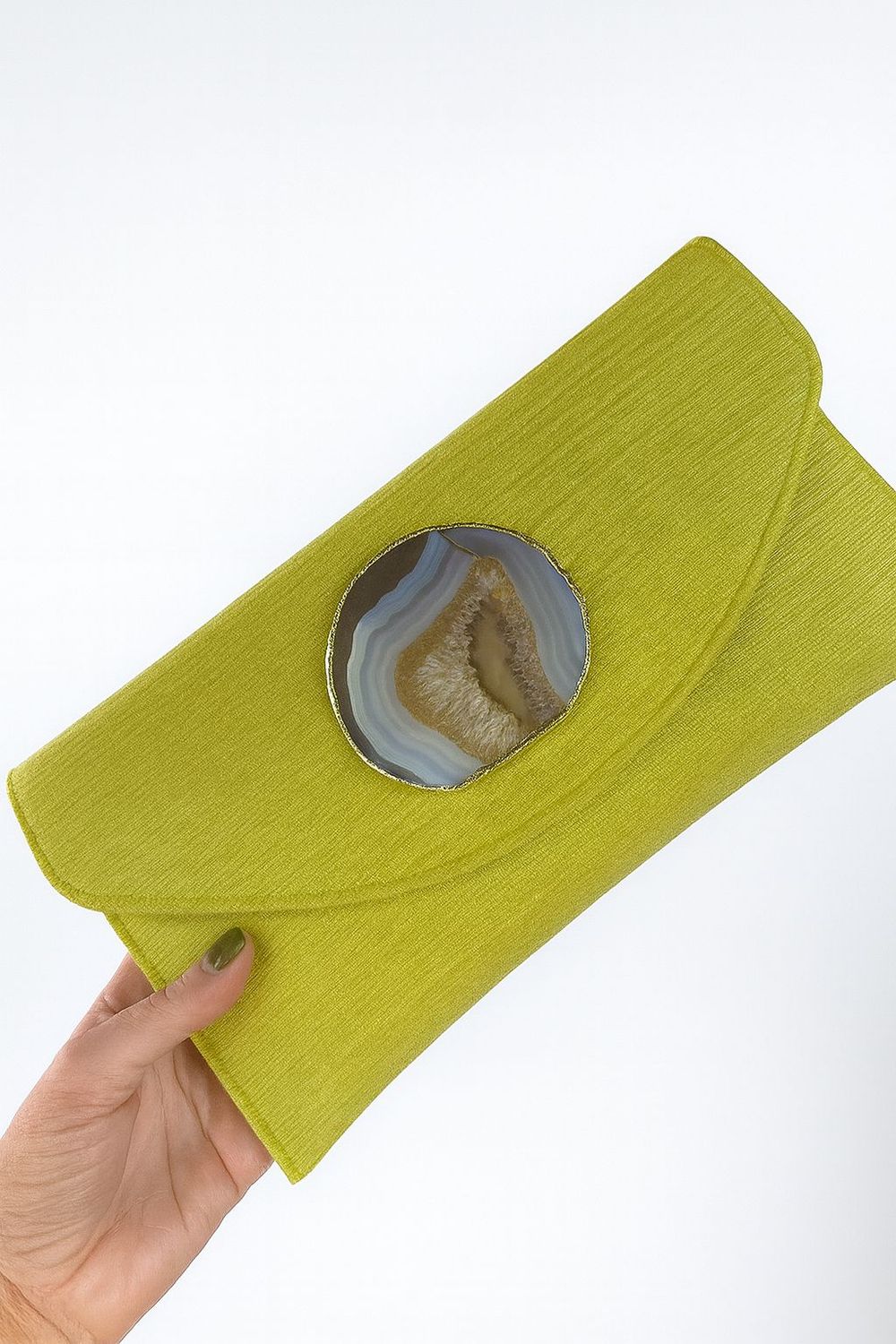 Pistachio Green Stone Clutch