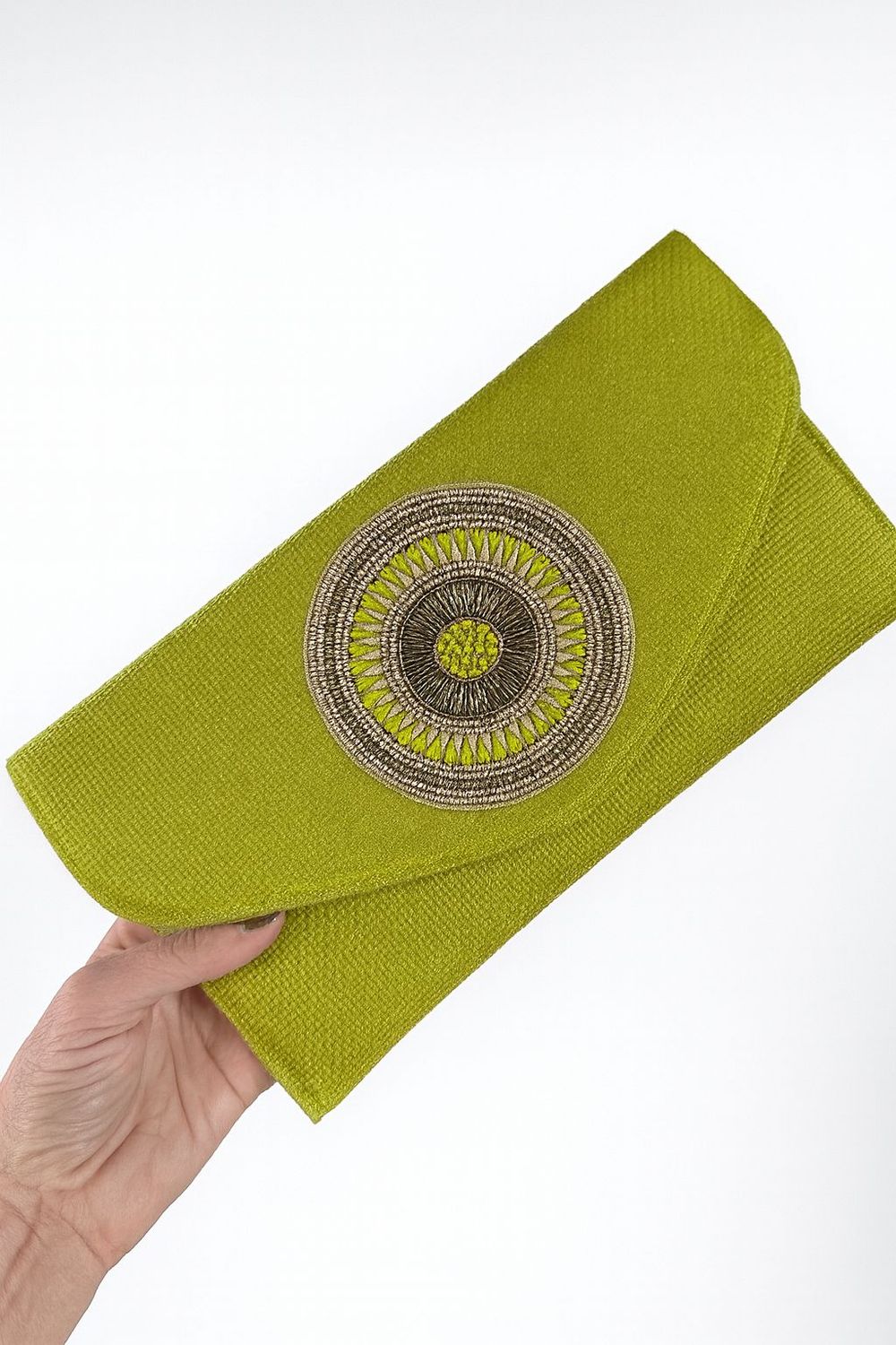 Lime Raffia Clutch