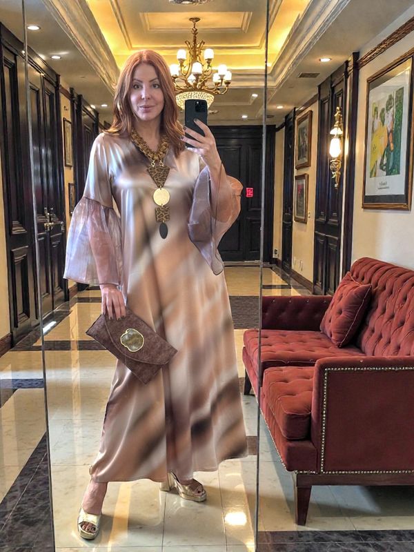 Satin Earth Maxi Designer Dress