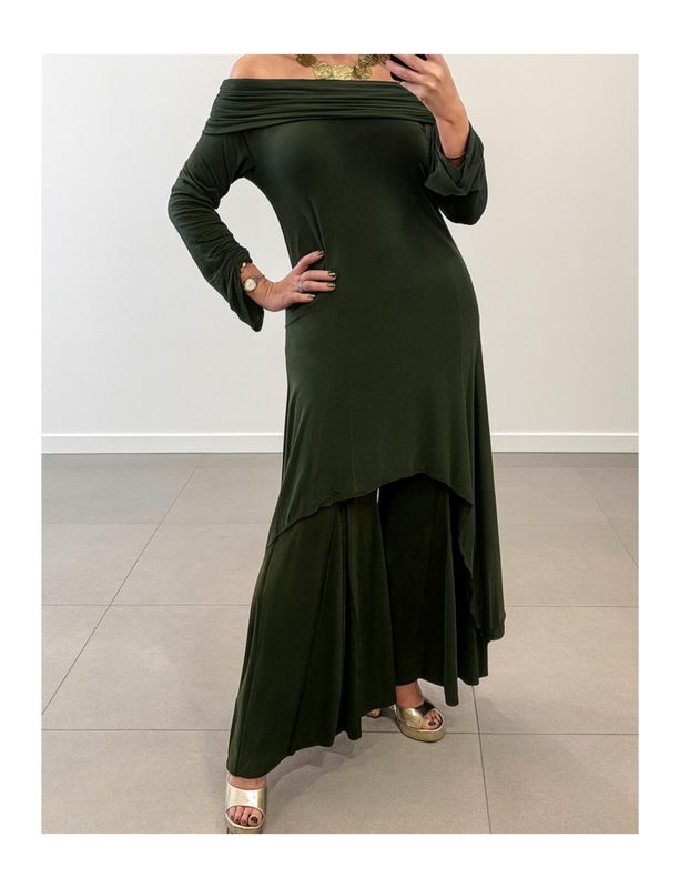 Olive Luxe Off-Shoulder Set