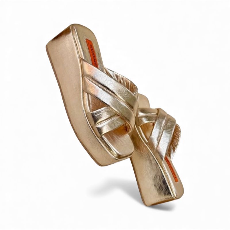 Gold Cross Strap leather  Sandal