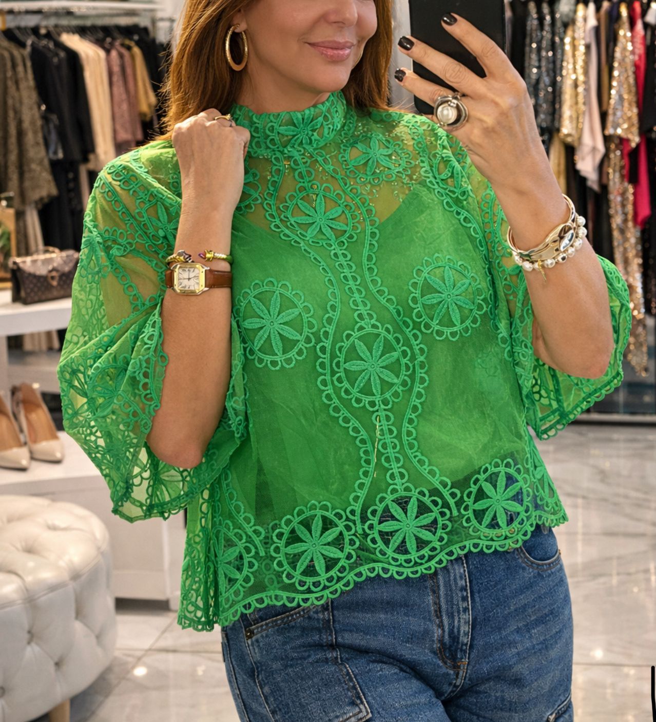 Green lace top