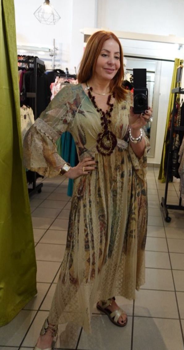 LINED LONG ALL LACE DRESS WITH PRINT