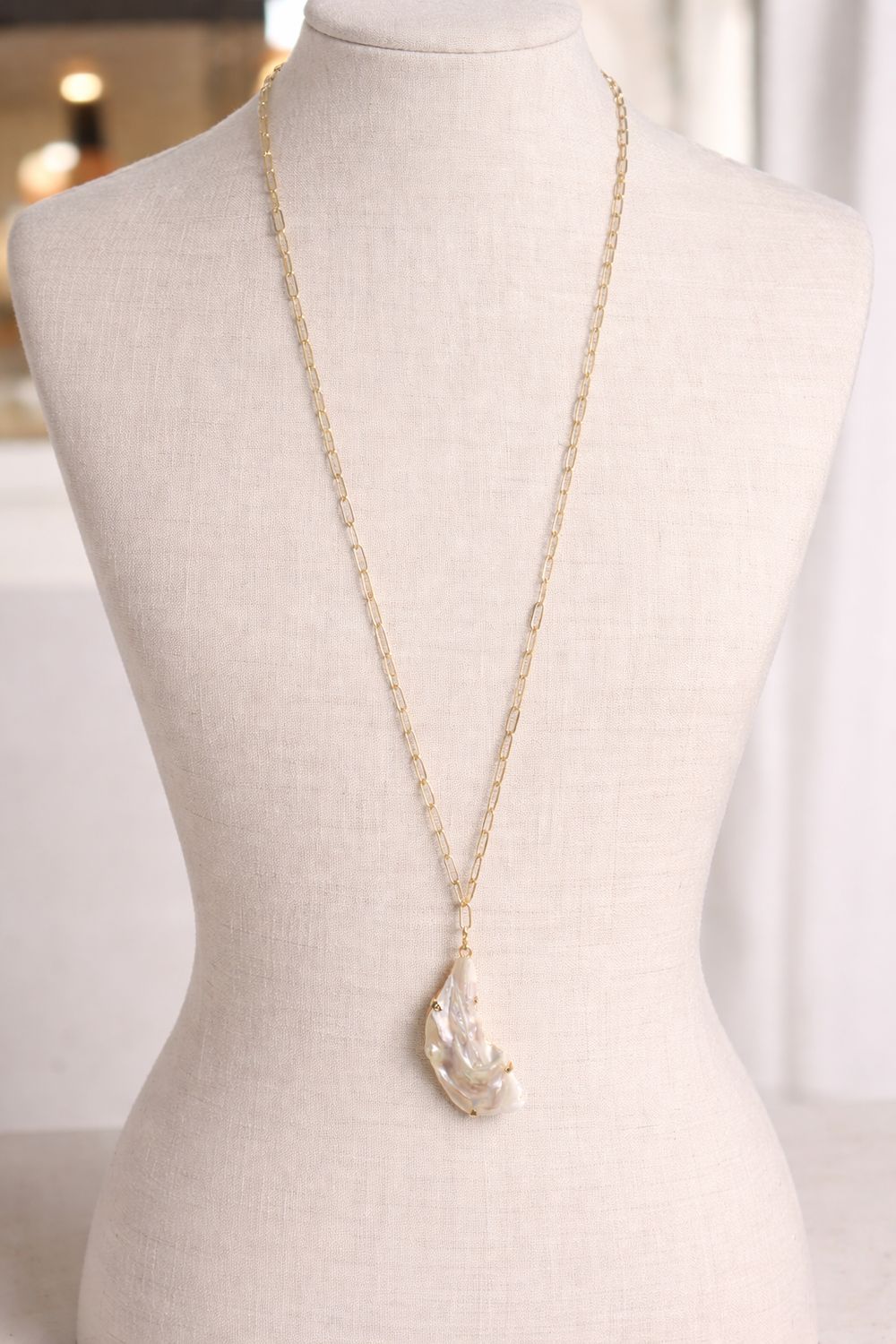 Pearl Drop Necklace 32"