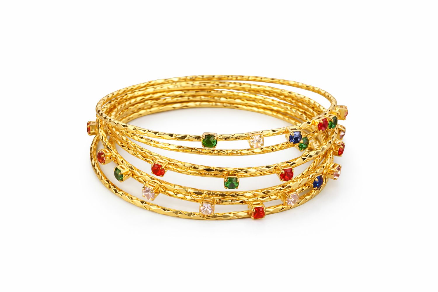 Crystal gold 9 bangles