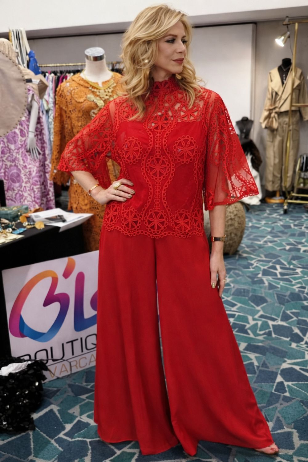 lace blouse red
