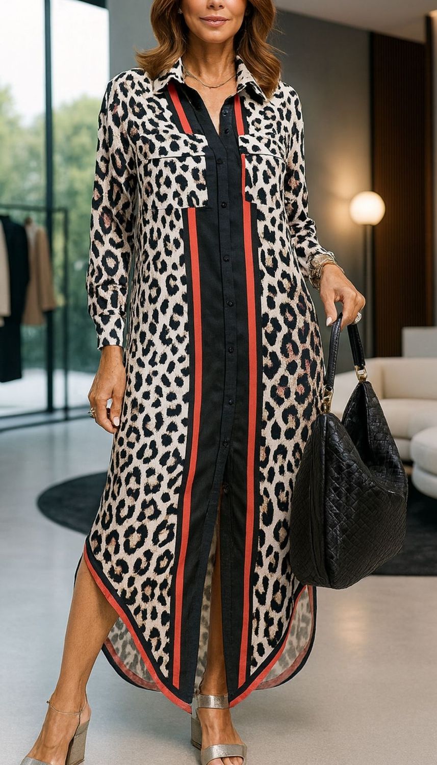 FRONT POCKETS ANIMAL PRINT DRESS