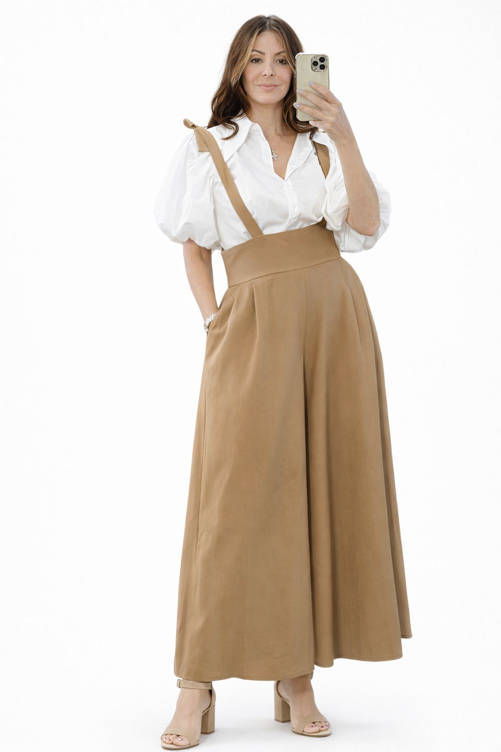 Wide Leg Taupe Pants by Gracias