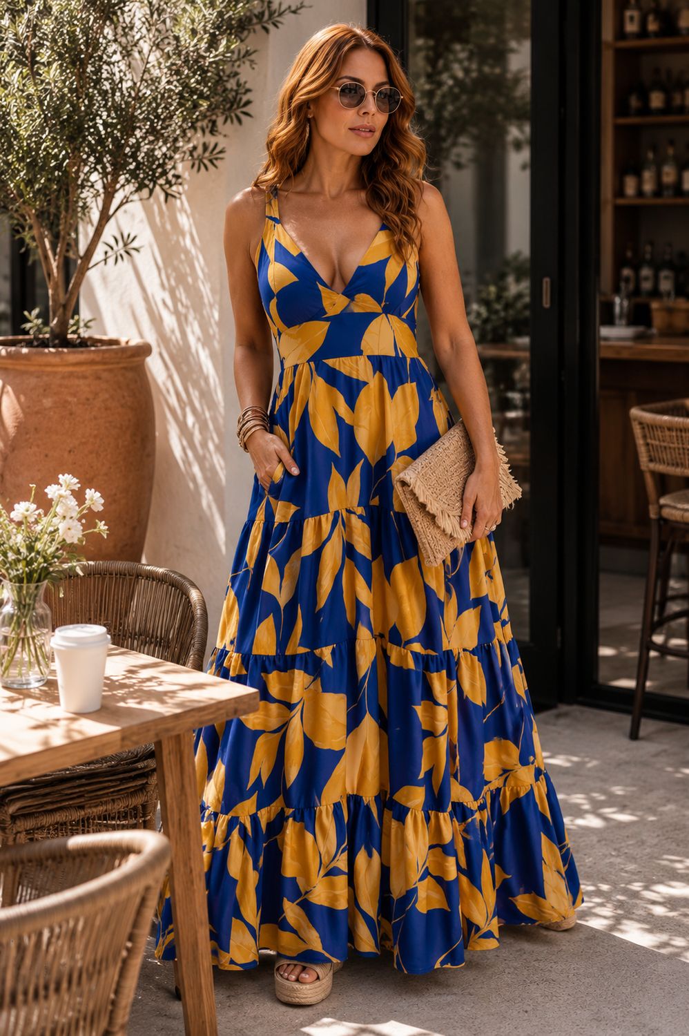 Blue &amp; Gold Tropical Maxi