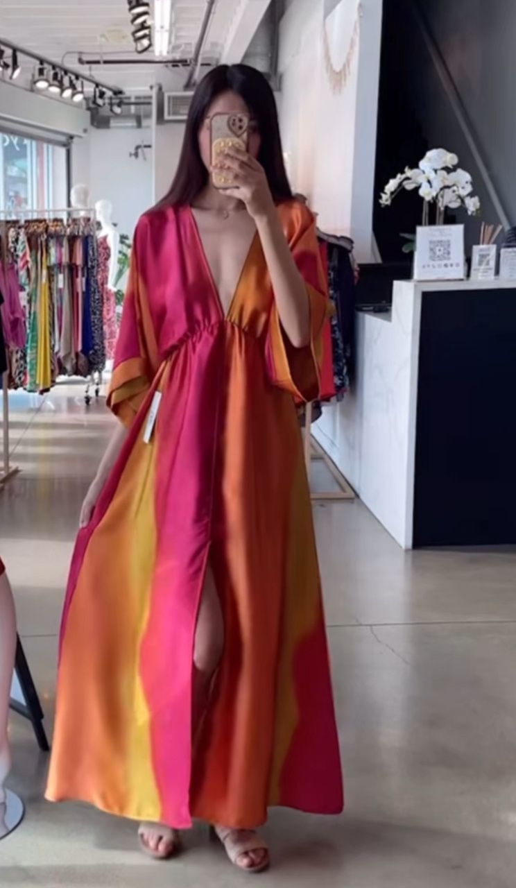 Ombré satin kimono dress 