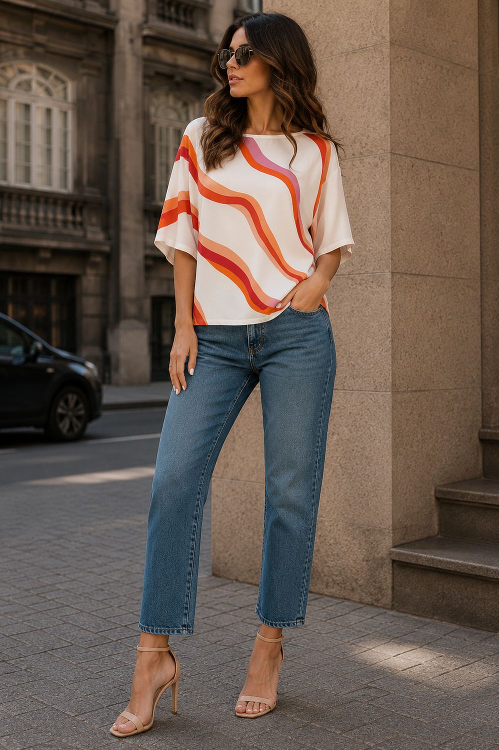 Wave Orange Blouse